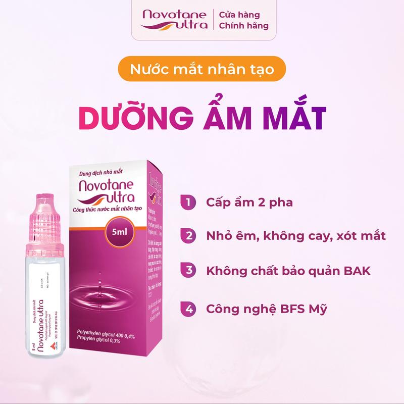  Nước nhỏ mắt nhân tạo dưỡng ẩm mắt Novotane Ultra Lọ 5ml  thuốc  nhỏ nước  mắt 