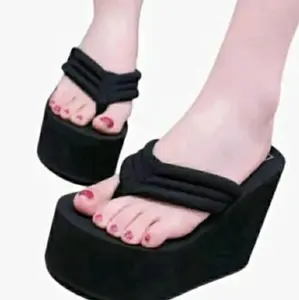 sandal wedges wanita hak tinggi 9cm polos terbaru Sendal
