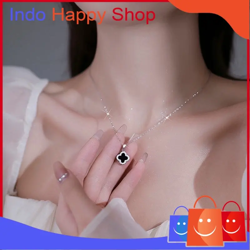 Kalung Cantik Liontin Clover Model Terbaru Perak Perhiasan Wanita 1275