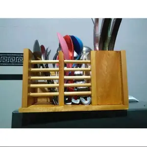Tempat sendok Garpu dan Pisau Kayu Jati Plitur Premium Quality Kitchenware