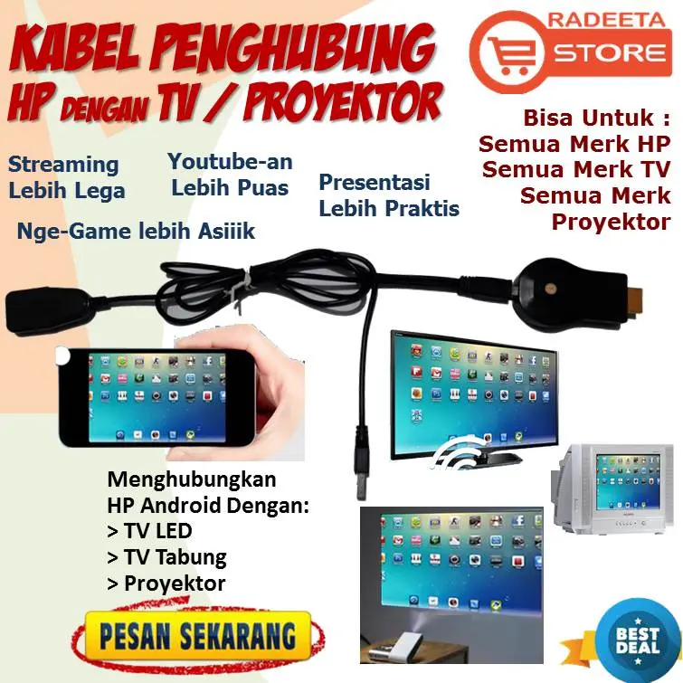 HDMI Dongle Anycast - Miracast - Chromecast - Mirroring Cable - Kabel Penghubung HP dengan TV Televisi atau Proyektor
