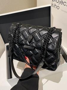 Women's Elegant Quilted Design Shoulder Bag, Fashionable Chain Strap Crossbody Bag for Women & Girls, Casual Trendy Versatile Daily Commuting Bag