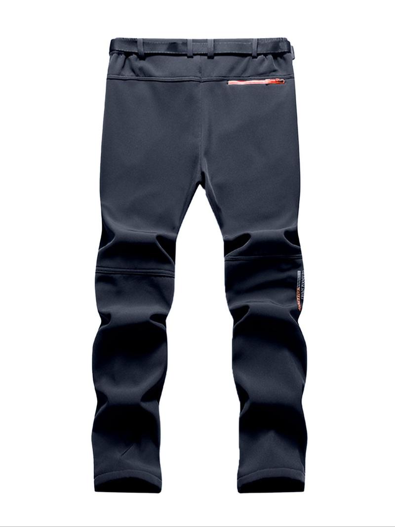 Product Introduction of Men's Regular Fit Letter Print Zipper Pocket Design Button Fly Fuzzy Pants, Thick Thermal Warm Casual Soft Waterproof & Windproof Trousers for Outdoor Activities, Men's Bottoms for Fall & Winter,  Walking Gear Menswear Operator 8