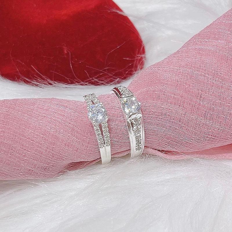  Nhẫn đôi Bạc ta dày dặn sáng bóng  nhẫn cặp 