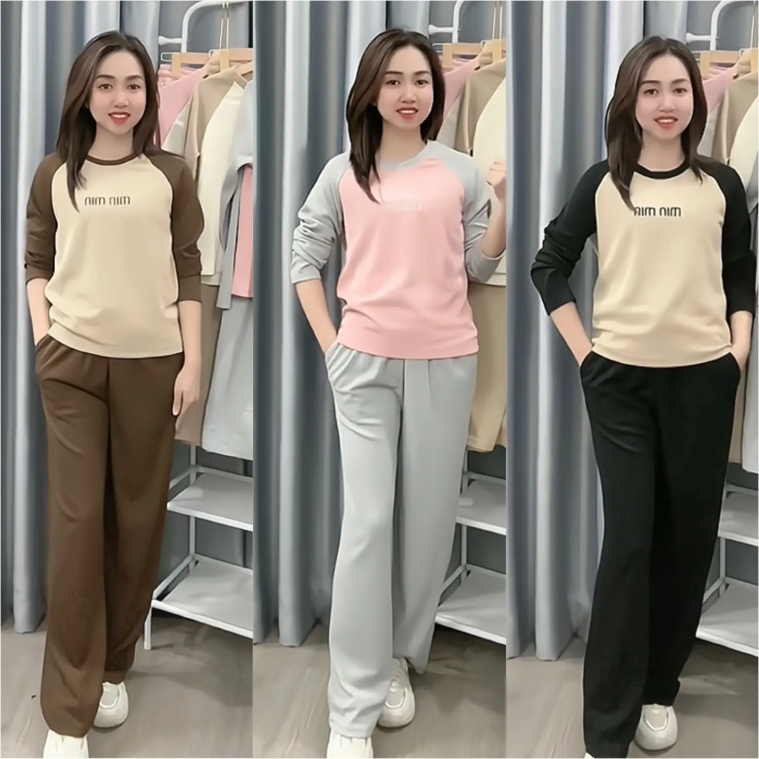 [MÃ XẢ KHO] Sét PhỐI CHỮ chất tăm hàn. Áo dài quần dài đủ size SMLXL 40kg- 75kg Nữ Women