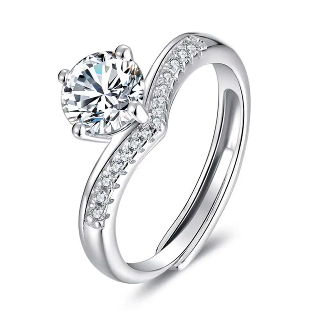 Cincin Moissanite Wanita Terbaru Batu Berlian Moissanite Mahkota 1.0 Ct Perak Sterling Silver 925 Perhiasan Wanita bersertifikat GRA