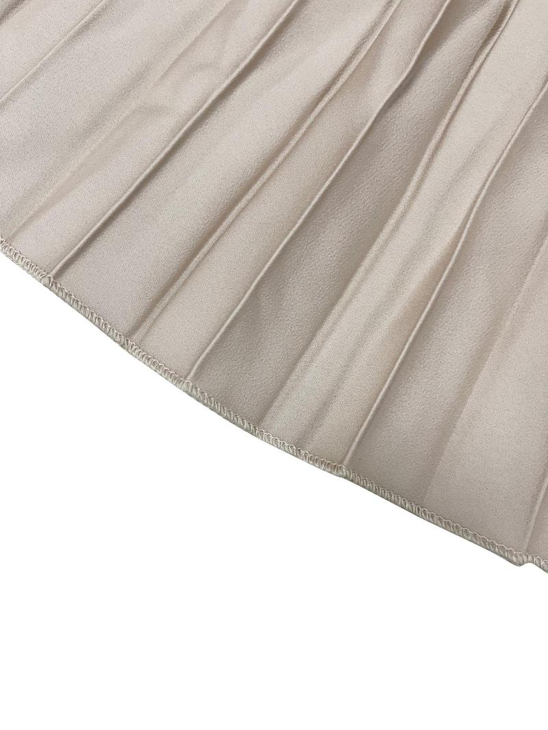 Product Introduction of Women's Plain Ruched Pleated A Line Dress, Elegant Bishop Sleeve Round Neck Long Dress for Party Holiday Wedding Guest, Ladies Spring & Fall Clothes 6