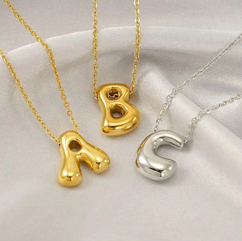 Product Introduction of 26 Initial Letter 18K Stainless Steel Balloon Bubble Necklace For Women Personalized Jewelry Gift Wholesales 3