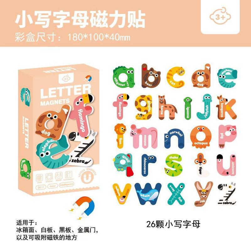 Early Education Magnetic Puzzle 26 One Letters Animal Numbers Stickers 3 to 6 Years Old Kindergarten Awareness Educational Children's Toys 7
