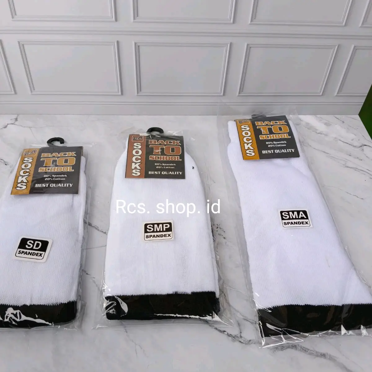 12 pasang kaus kaki polyester anak sekolah hitam putih SD, SMP, SMA Fashion Kaos