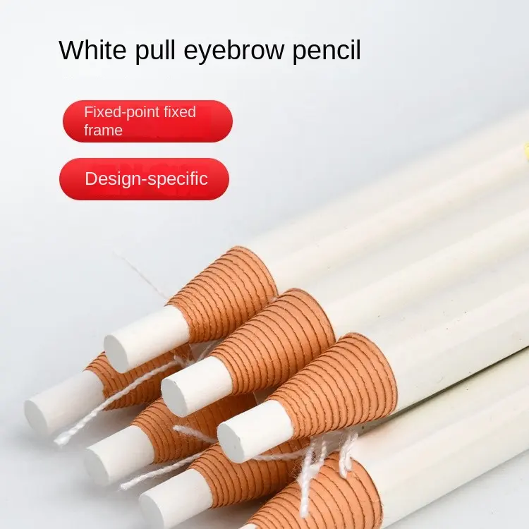 Tattoo Embroidery White Eyebrow Pencil Pull Wire 1818 Waterproof Anti-Hemp Special Design Eyebrow Shape Semi-Permanent Positioning Fixed Point Marking Pen
