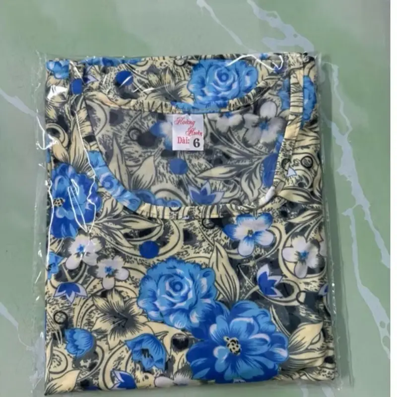 Bộ dài thun lạnh họa tiết bông nền kem. Women Nữ 4