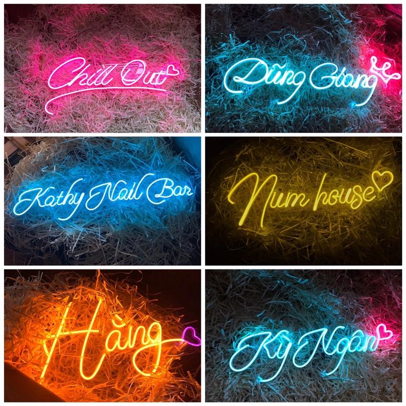 Đèn LED Neon Thiết Kế Chữ Theo Yêu cầu (10-20 chữ cái), Decor Trang Trí Phòng, Cửa Hàng, Livestream - Có Kèm keo dán 2 mặt 3M