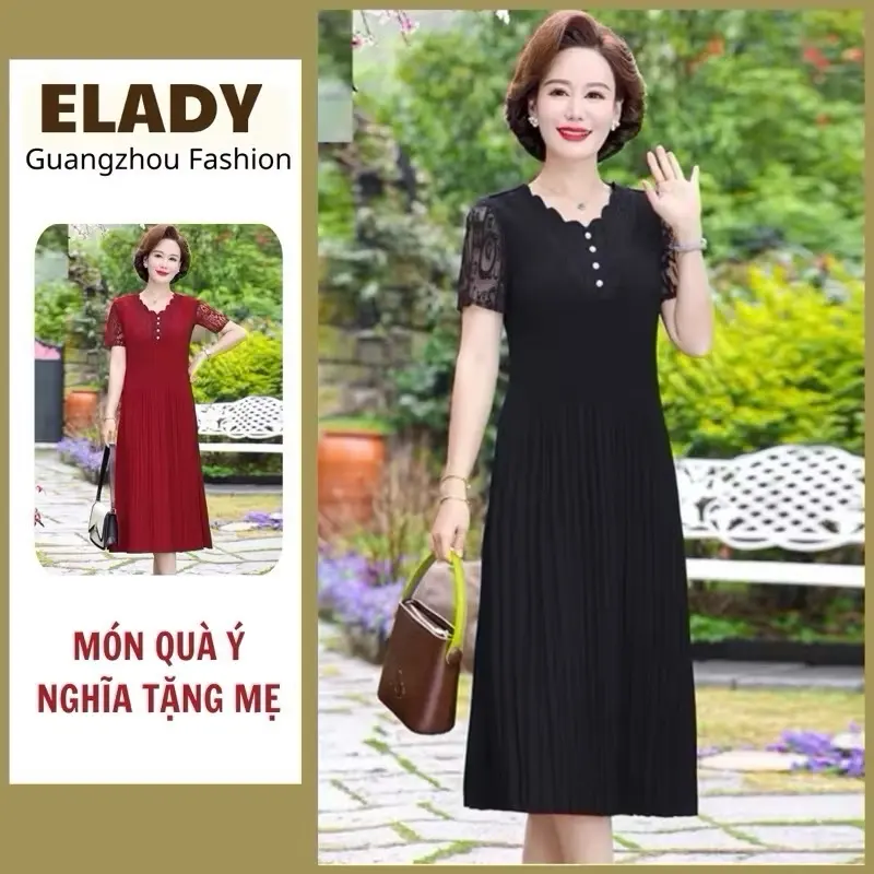 Đầm trung niên AD1042, váy trung niên cho mẹ dự tiệc cao cấp chất vải đẹp nhẹ, mịn mát