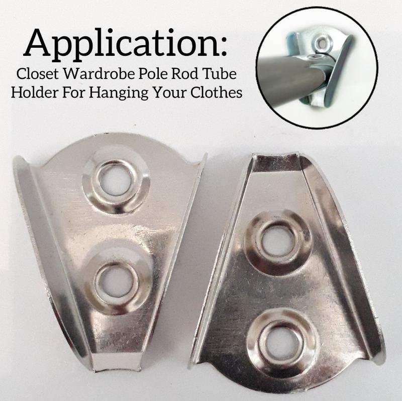 Metal V Bracket Closet Wardrobe Cabinet Hanger Round Hollow Pole ...