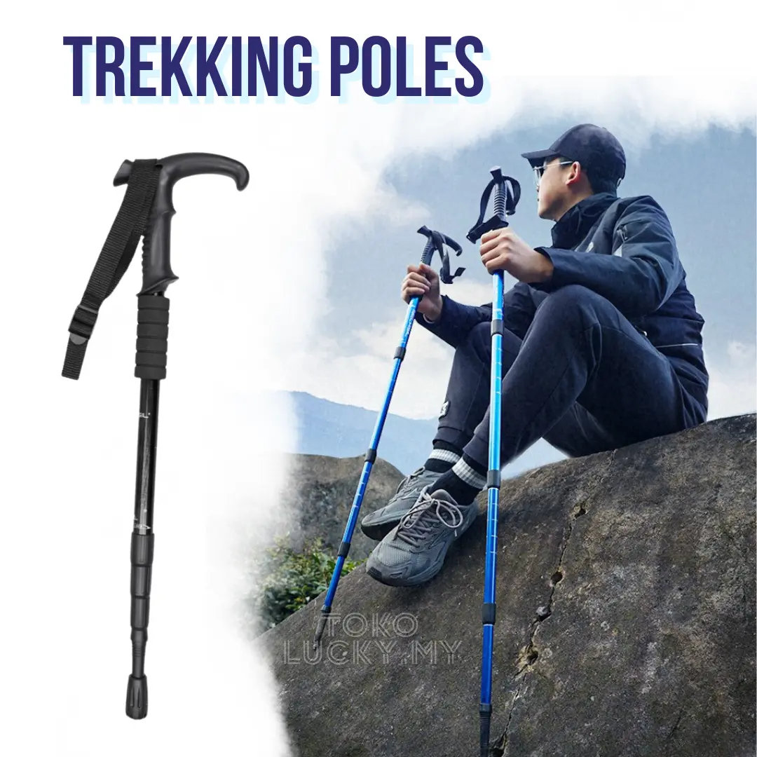Hiking Stick Trekking Pole Light Weight Walking Anti-Shock Foldable Outdoor Alloy Camping