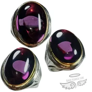 Batu Cincin AkikBatu Cincin Akik Kecubung Wulung Tembus Tembus Kristal Ring Tanam