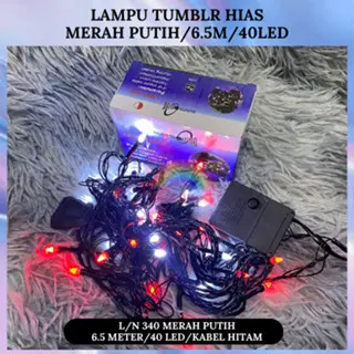 LAMPU HIAS MERAH PUTIH UNTUK AGUSTUS 6.5METER 40LED ADA TAMBAHAN COLOKAN | LAMPU TUMBLR MERAH PUTIH