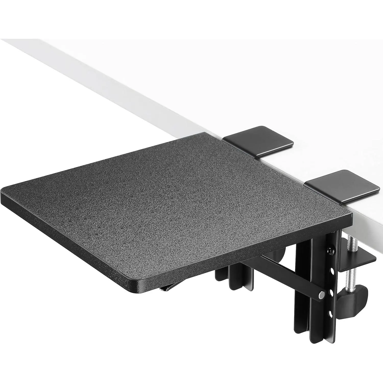 Desk Extender Tray, 9.4"x9.1" Ergonomics Computer Arm Wrist Rest for Desk, Foldable Keyboard Drawer Tray Clamp On Mount Easy to Install, Armrest Support for Home and Office (Black)
