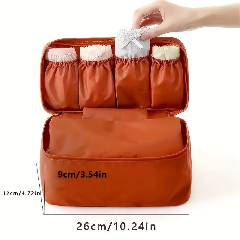 Solid Color Zipper Portable Handle  Underwear Storage Bag, Multi-functional Bra Panty Socks Organizer For Traveling, Women's Lingerie & Accessories 3