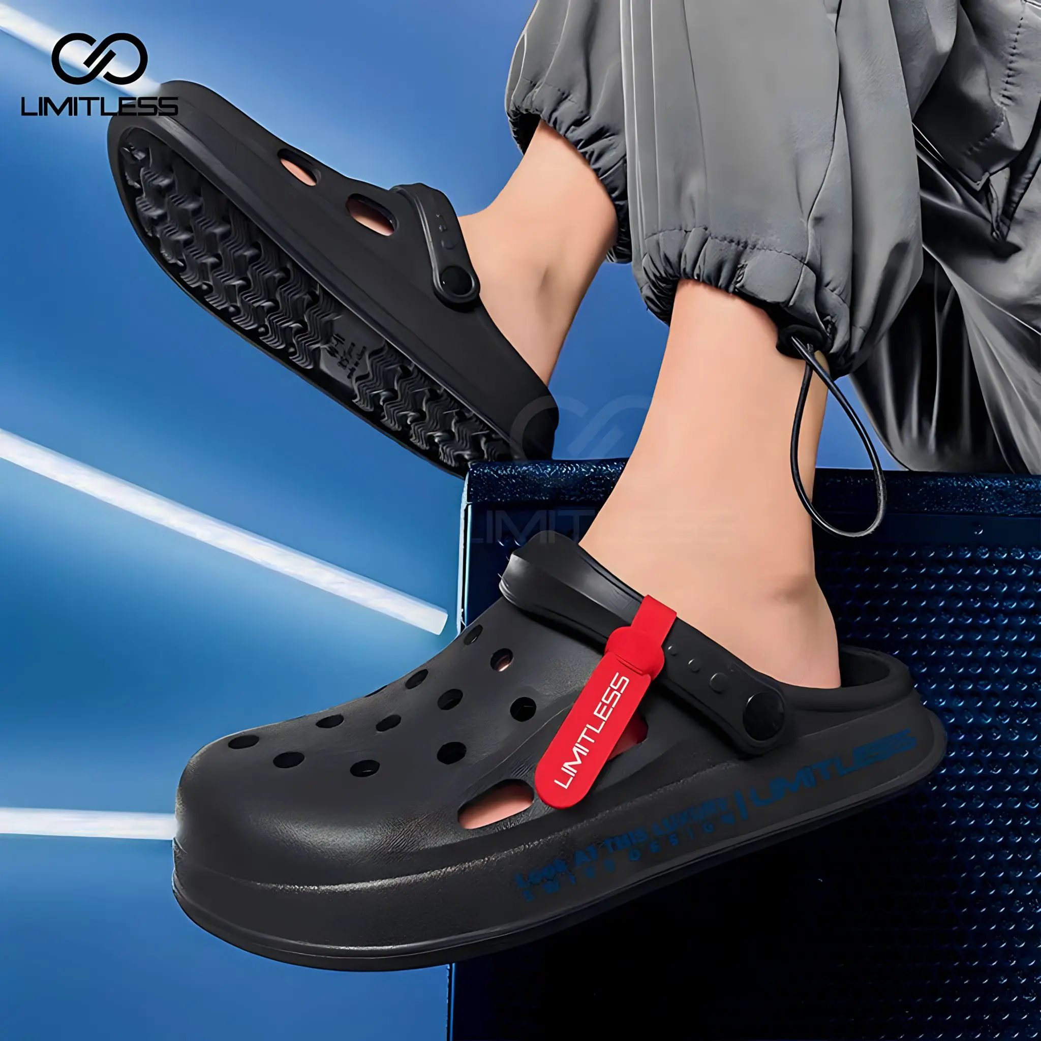 Sandal Baim Pria Modis Kasual Sendal Slip On Cowok Kekinian Bertekstur Karet Nyaman
