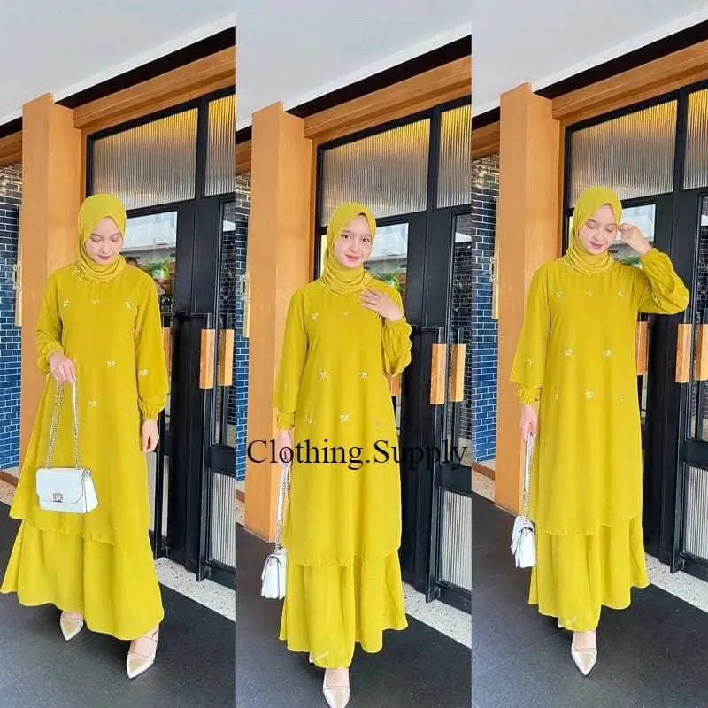 GAMIS MALAYSIA CERUTY FAYZA PAYET DRESS KONDANGAN DRESS PESTA DRESS MALAY TERBARU Muslim Wanita Dewasa Lebaran 3