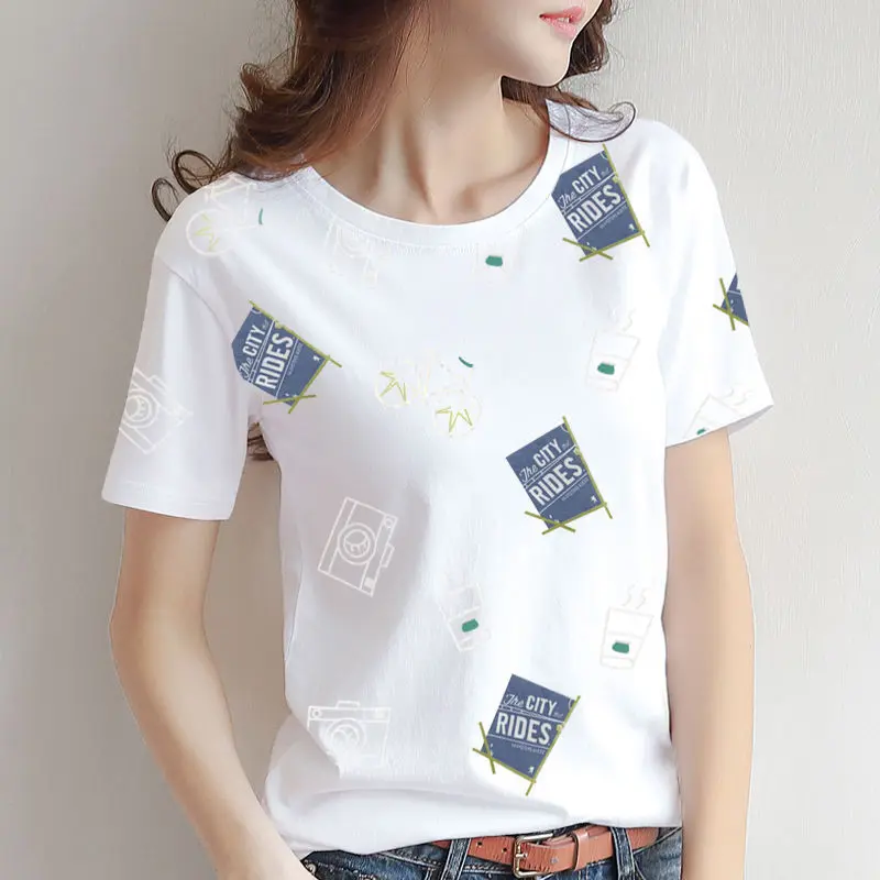 Summer short sleeve shirt WOMEN'S fashion new summer chic fashion loose slim T-shirt top female temperatre