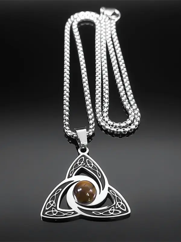 Vintage Trinity Knot Design Pendant Necklace, Fashion Stainless Steel Jewelry for Women and Men, Trendy Versatile Accessories for Parties and Daily Wear, Jewelry Gifts 5