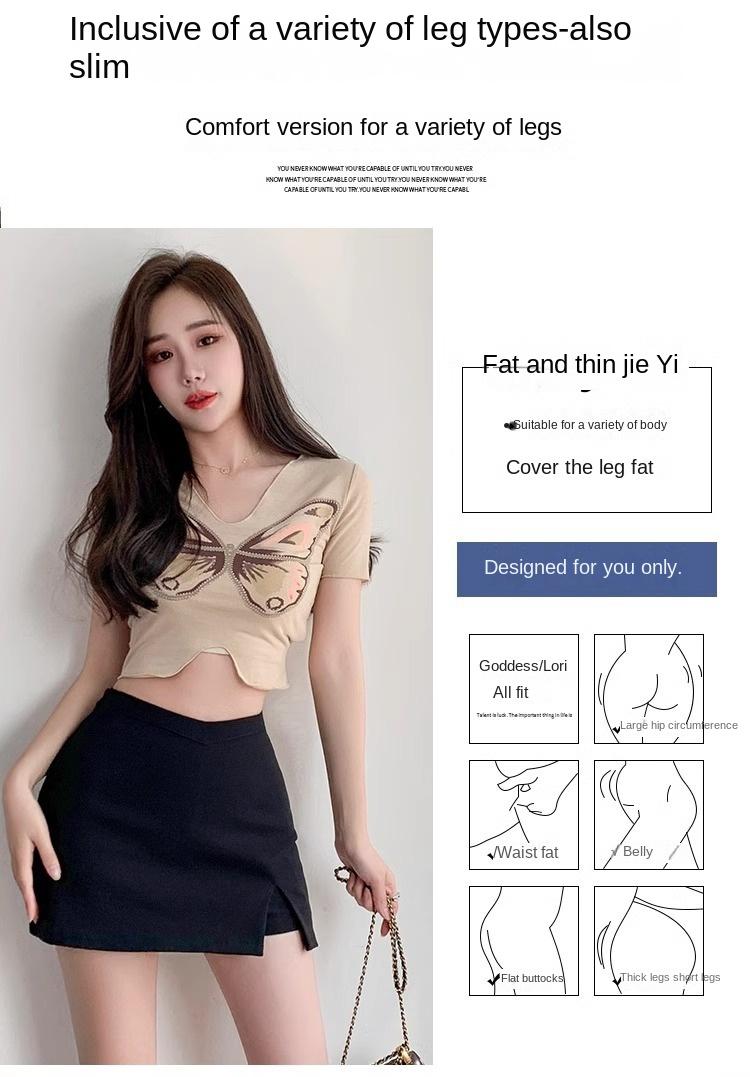 Product Introduction of Black midi skirt for women, spring new style, sexy and sexy girl, high waist, tight fitting, hip hugging skirt, pure desire style, A-line ultra short skirt 7