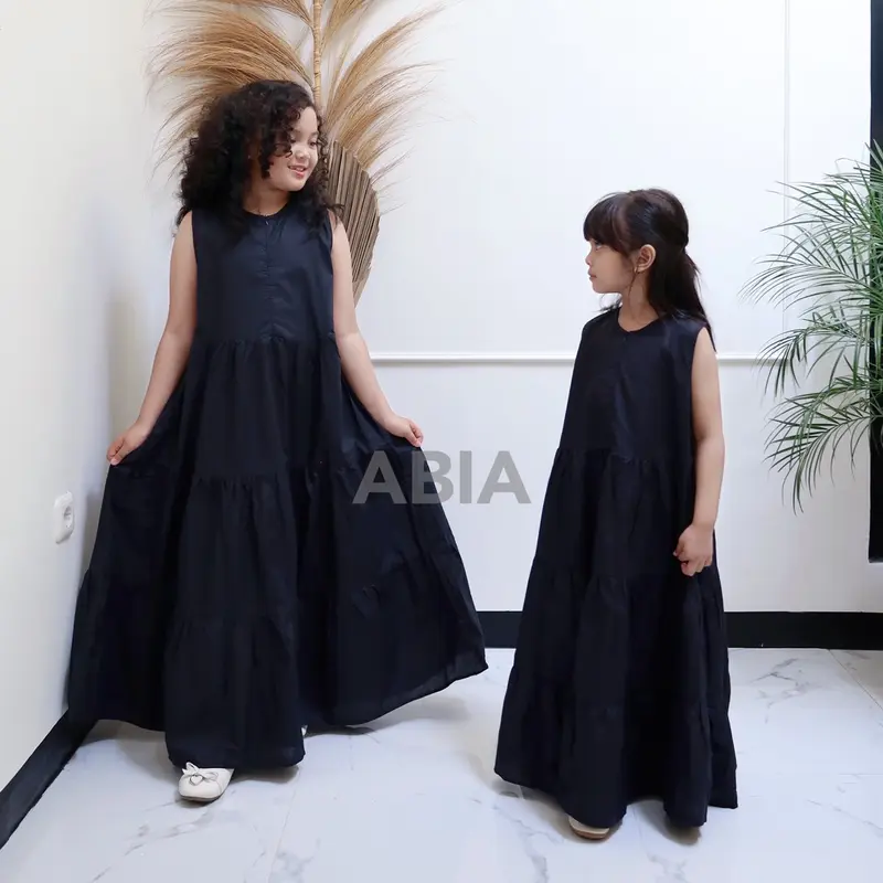 Dress Anak Perempuan Polos Hitam Putih 0
