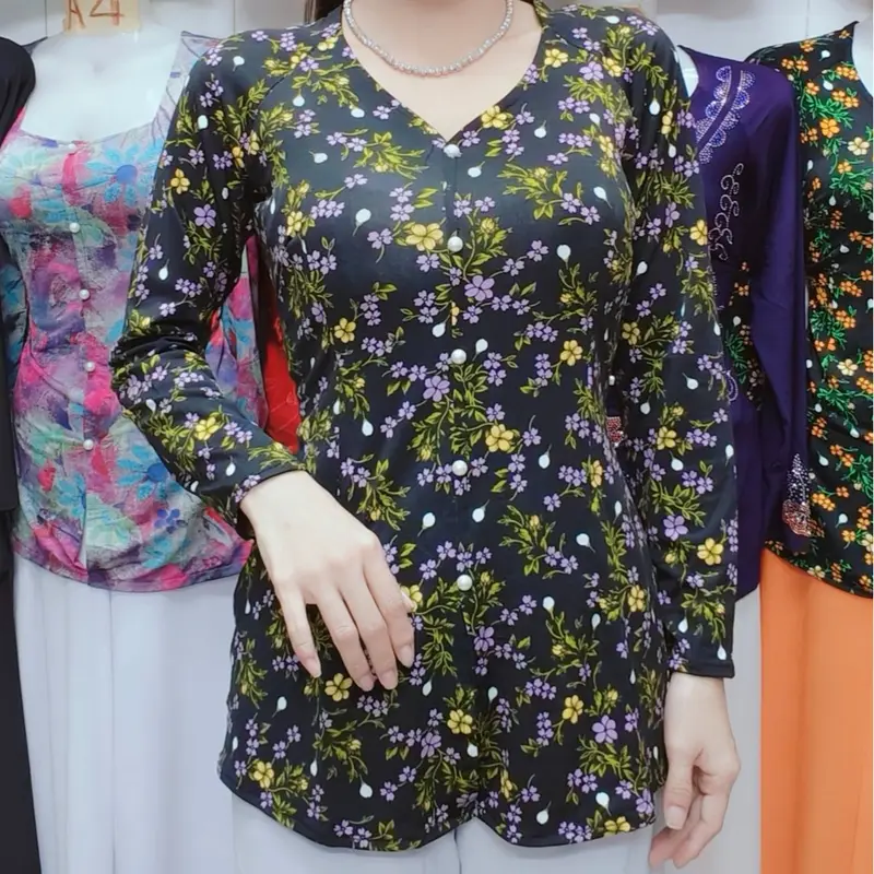 ÁO LẺ BÀ BA BÔNG thun giấy co giãn (KHÔNG KÈM QUẦN) MÃ 45,41,42,28,46,HOA VĂN mới,hoa cúc,chấm xanh/ Nữ Top 1