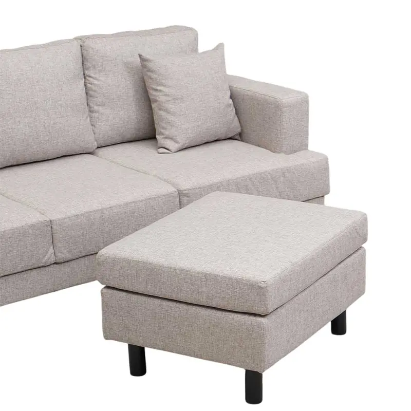 SELMA GLIVEL SOFA FABRIC 3 SEATER DENGAN BANGKU - COKELAT ASH 5