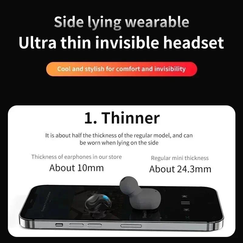 Tai Nghe Nhét Tai Nghe Khi Ngủ, Tai Nghe Mini Không Dây, Dành Cho Công Việc, Tai Nghe Bluetooth TWS Âm Thanh Nổi, Thiết Bị Giấu Kín Có Mic, Cuộc Gọi HD, Chống Nước, X55 3