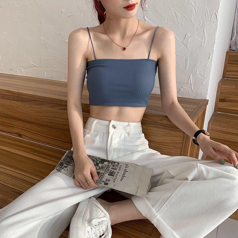 Product Introduction of Beautiful back without steel ring ice silk sling anti-glare wrap underwear female students Korean version of the bust bottoming tank top inner wear 16