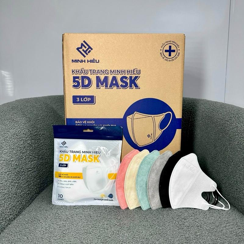 Thùng 500 [ tặng 50c ]  chiếc  khẩu trang 5d người lớn ( 43-70kg)  Minh Hiếu Mix 15 Màu Tùy Chọn, Kháng khuẩn, Chống Bụi mịn Accessories Phụ Kiện Che Mặt