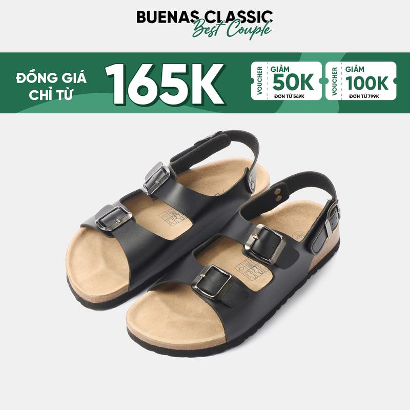 Sandal đế trấu nam nữ (BU01 SANDAL) unisex birken quai ngang Buenas