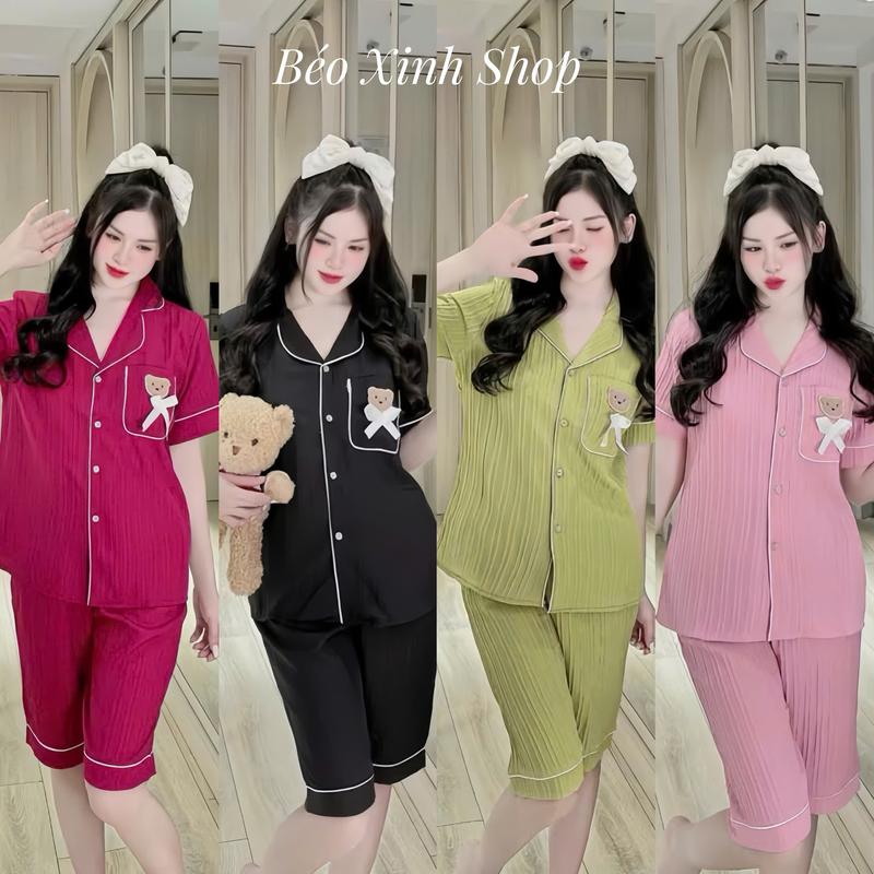 Đồ Bộ - Đồ Ngủ Lửng Pijama Bigsize 50-100kg Vải Đũi Xốp Mềm Mịn Mát Nữ Áo Ngủ Women Quần Ngủ - A.5209