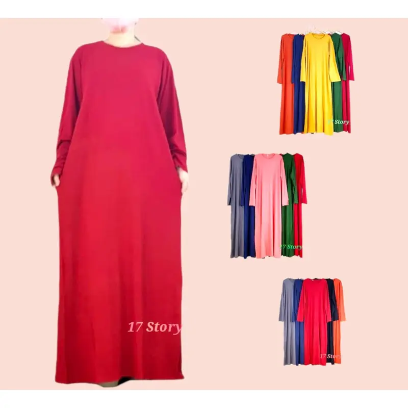 Gamis Kaos Jumbo Wanita Import Basic Premium Lengan Panjang Bahan Adem Dan Lembut Kekinian Size 5L XXXL XXL XL L 4008 0