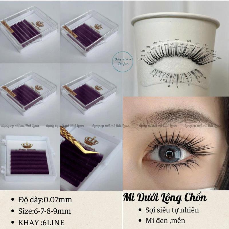 Mi dưới lông chồn dày 0.07 - Dài 6-7-8-9mm độ cong J - Sợi siêu tự nhiên, đen, mềm Cosmetic Women Nữ Mỹ Phẩm Trang Điểm