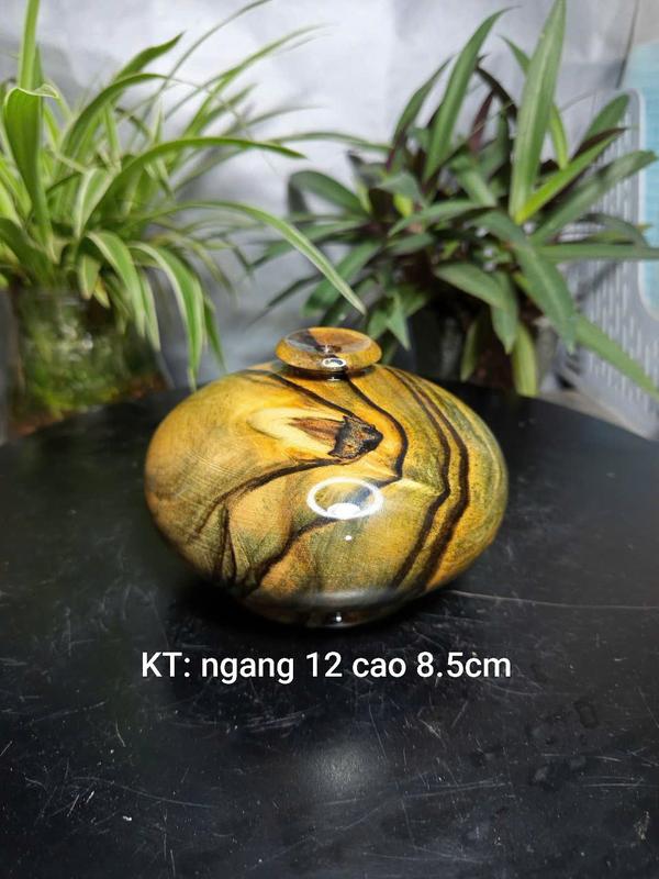 Bình Phú Qúy Gỗ Cẩm Thị Xanh Kt : ngang 12 cm - Decor - trang trí 1