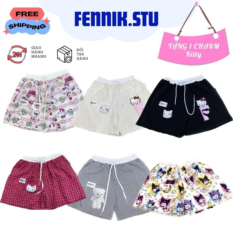 (Tặng gấu) Quần short hoạt hình NAM NỮ from rộng chất lennin mát Fennik.studio Menswear