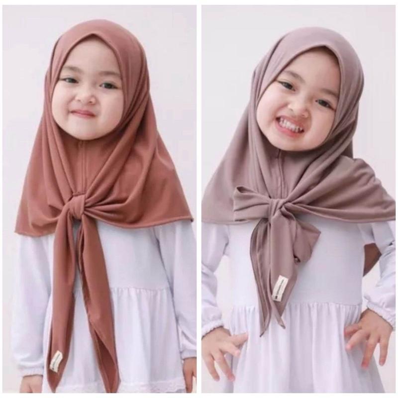 Jilbab / Hijab anak segi tiga instan anak jersey premium 0_6thn  ||  Kerudung Segitiga instan anak Muslim 2