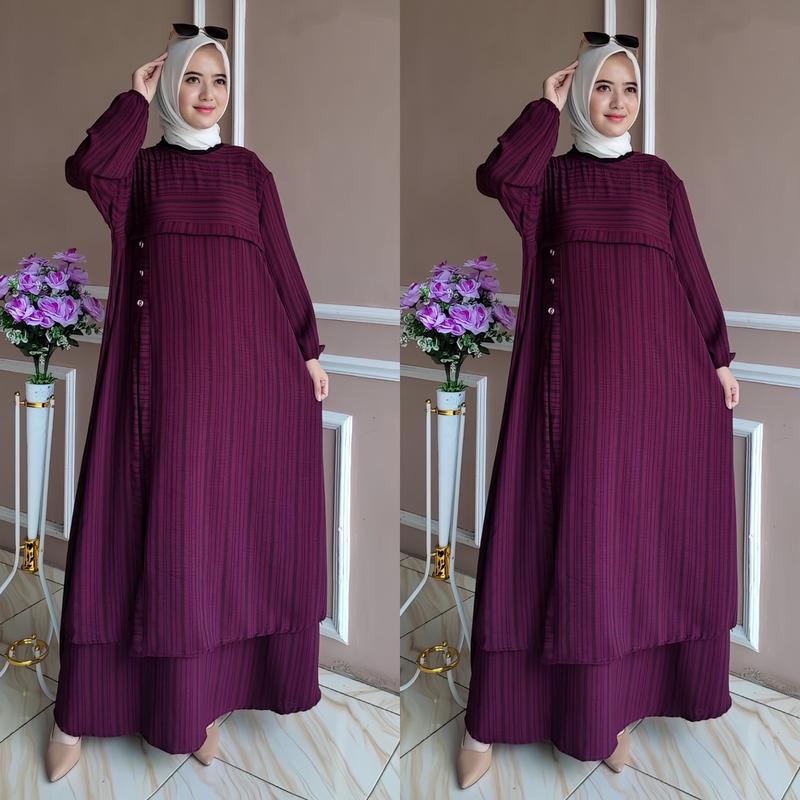 Dress Gamis Cringkle Motip -By Sindifashion 0