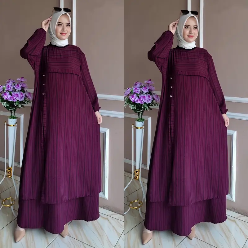 Dress Gamis Cringkle Motip -By Sindifashion 0