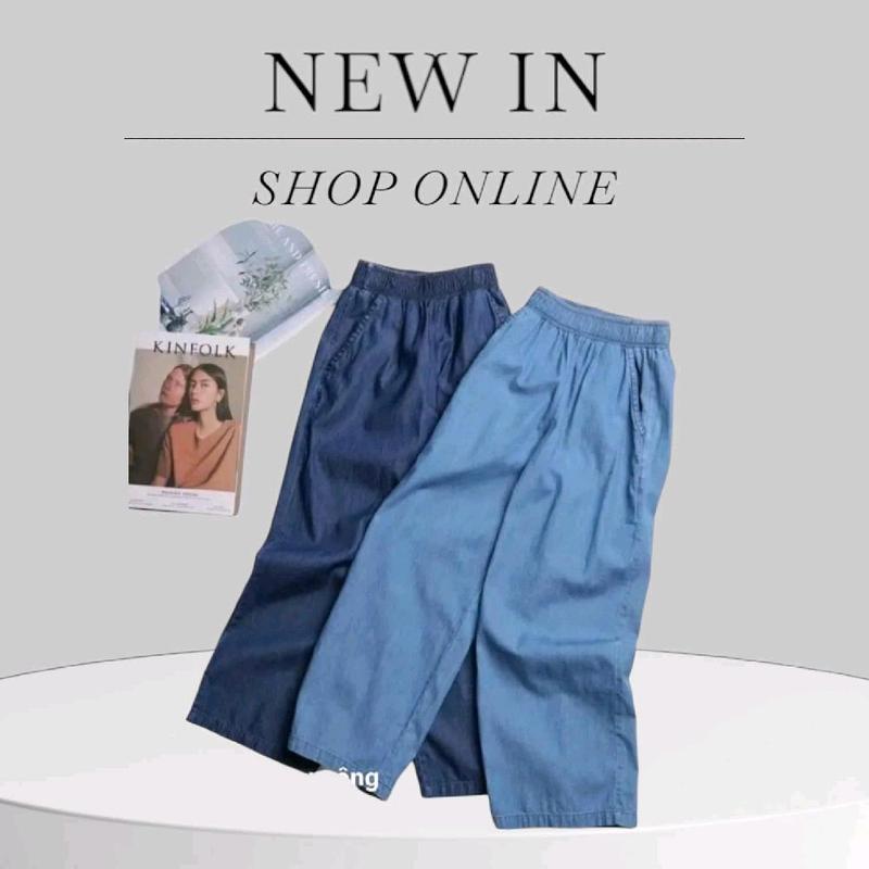 Quần nữ  dài jean giấy lụa mềm mịn mát    ống xuông lưng thun co dãn nhẹ.M2..