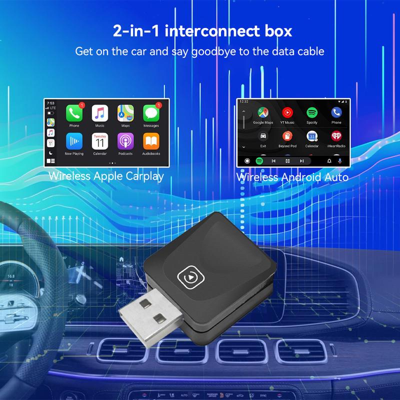 Product Introduction of 2 in 1 USB Mini Wireless Carplay Adapter for Android Auto Smart Box Plug and Play Bluetooth 5.0 For Peugeot Kia Volkswagen Toyota 19