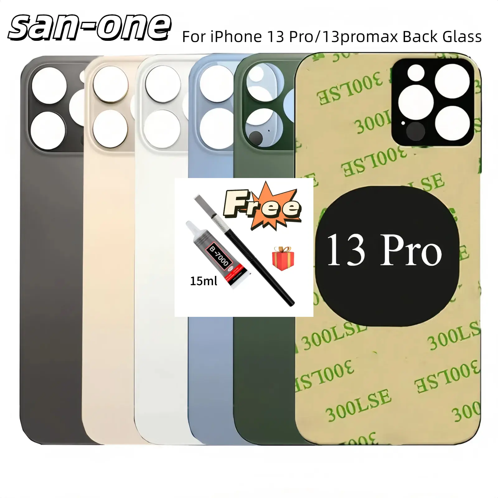 For iPhone 13 Pro/13promax Back Glass Battery Cover Rear Door Big Hole Back Glass Panel Housing Case With Back Tape Mobile Cellphone