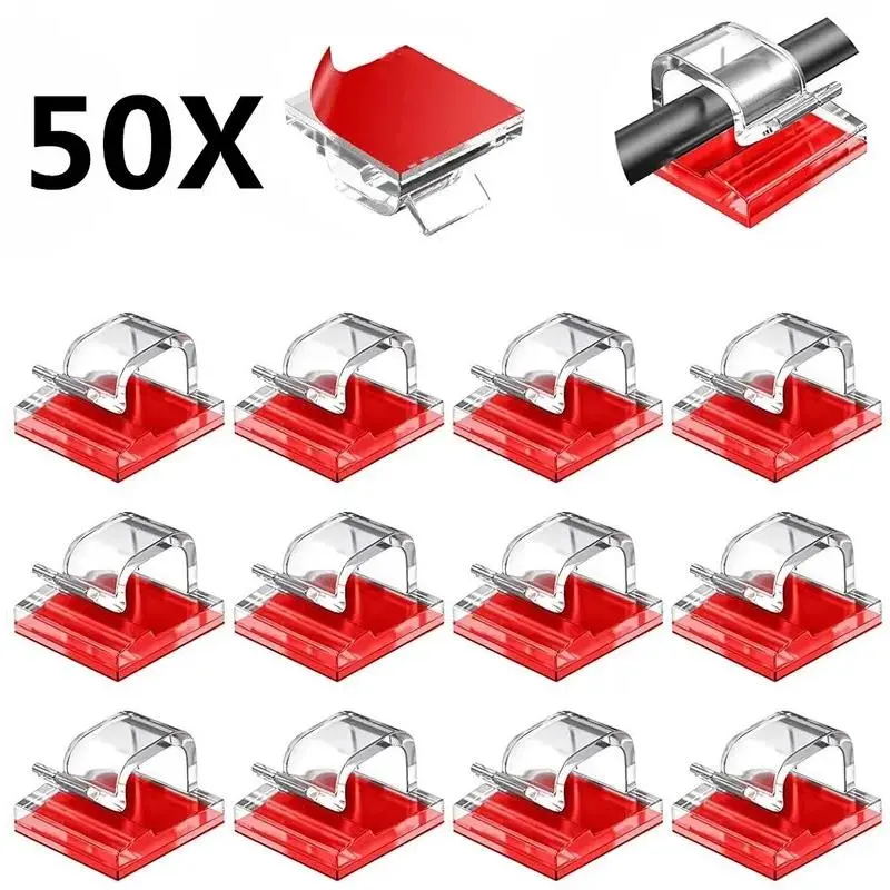 10/50PCS Cable Organizer Clips Cable Management Wire Manager Cord Holder USB Charging Data Line Bobbin Winder Wall Mounted Hook