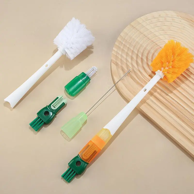 Multi-Functional Five-in-One Cup Brush Long Handle Carrot Cup Brush Baby Bottle Brush Cup Lid Groove Cleaning Brush Straw Brush