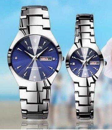 Đồng hồ cặp đôi FNGEEN FC kiểu dáng sang chảnh thanh lịch mặt tròn có lịch thứ lịch ngày dây thép không gỉ TẶNG DỤNG CẮT DÂY PIN ĐỒNG HỒ DỰ PHÒNG HỘP ĐỒNG HỒ số lượng quà tặng giới hạn